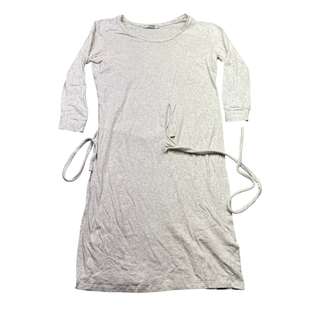 Humanoid Buzzy Dress Grey Organic Cotton Wrap Tie Waist‎ 3/4 Sleeve Italy Small